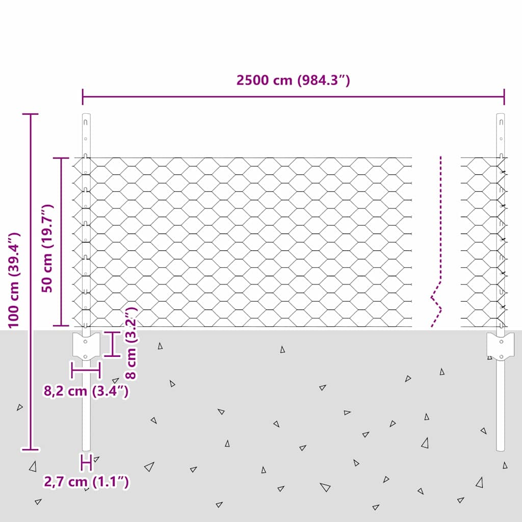 Τεντώτο με στήριγμα Ασημί 0,5 x 25 μ. Ατσάλι - Pakobazaar