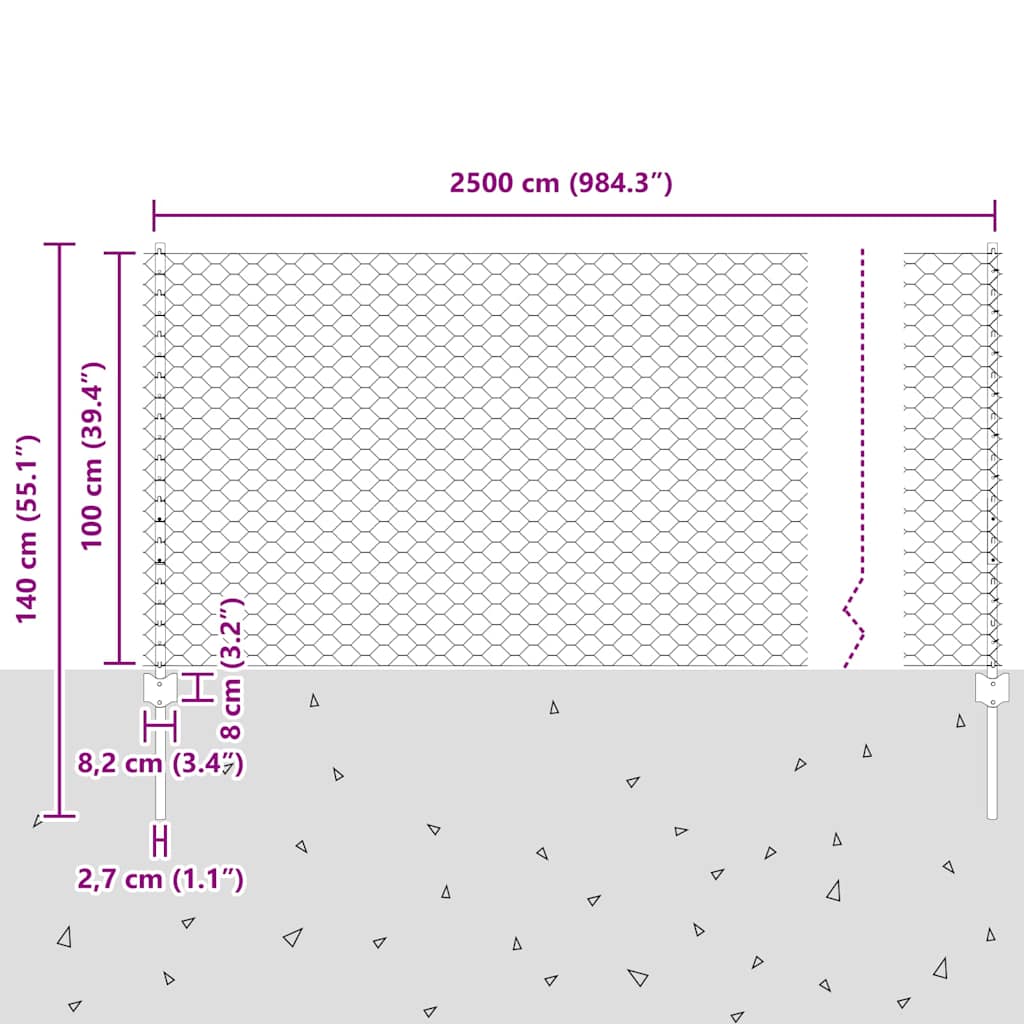 Τεντώτο με στήριγμα Ασημί 1 x 25 m Ατσάλι - Pakobazaar