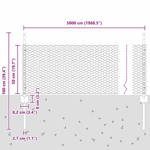 Τεντώτο με στήριγμα Ασημί 0,5 x 50 μ. Ατσάλι - Pakobazaar
