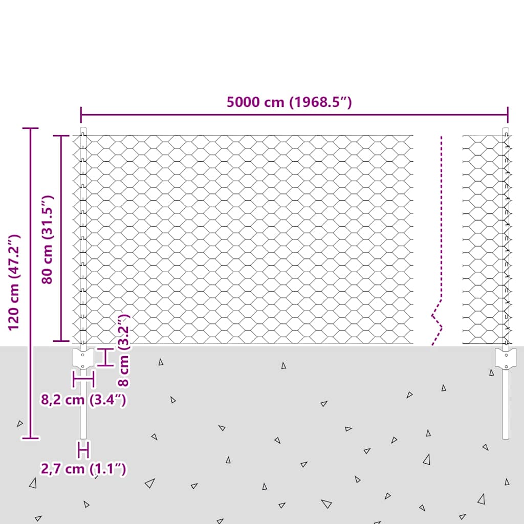 Τεντώτο με στήριγμα Ασημί 0,8 x 50 μ Ατσάλι