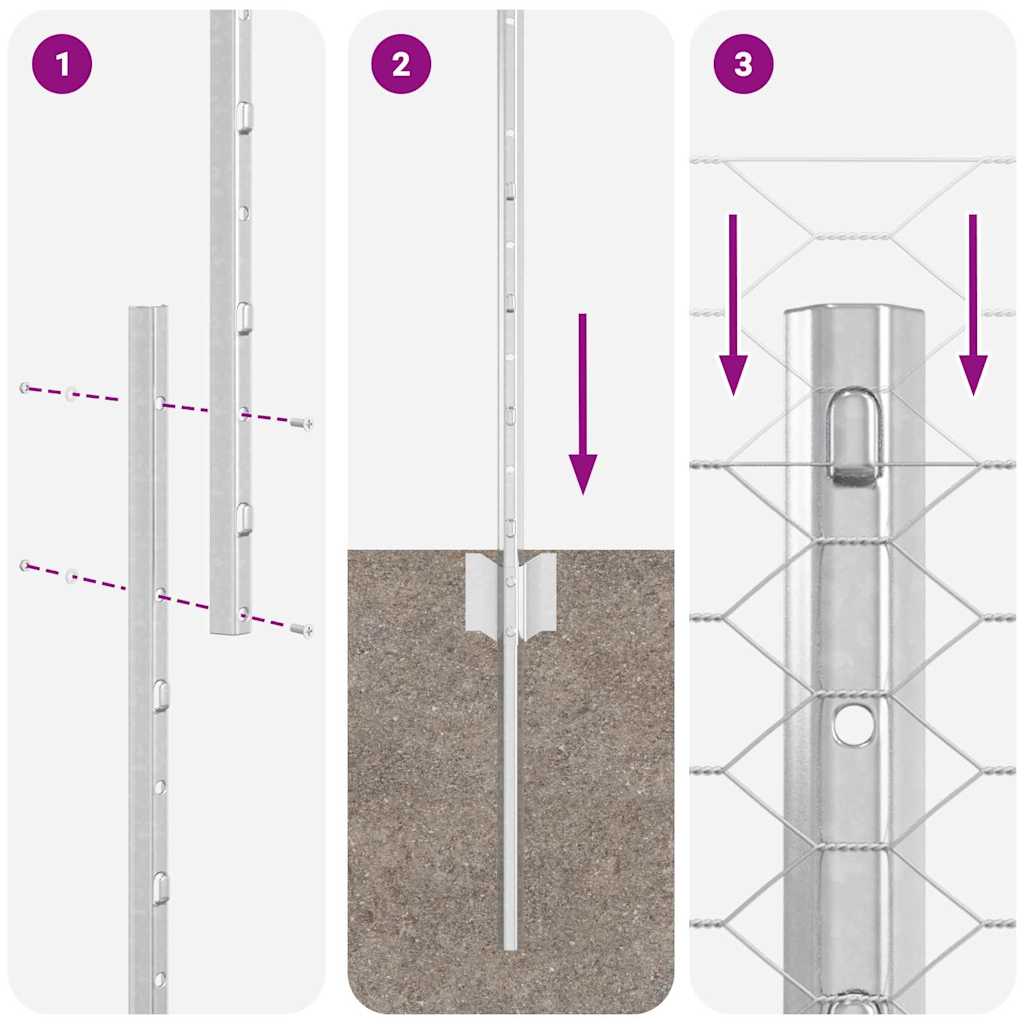 Τεντώτο με στήριγμα Ασημί 1 x 50 m Ατσάλι