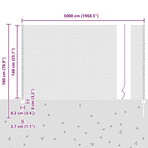 Εξαγωνική Φράχτη με Στύλο 50 x 1,4 μ Γαλβανισμένος Χάλυβας