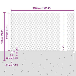 Εξαγωνική Φράχτη με Στύλο 50 x 1,4 μ Γαλβανισμένος Χάλυβας