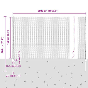 Εξαγωνική Φράχτη με Στύλο 50 x 1,6 m Γαλβανισμένος Χάλυβας