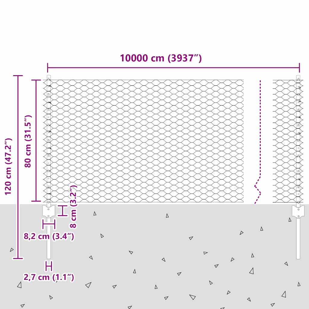 Τεντώτο με στήριγμα Ασημί 0,8 x 100 μ Ατσάλι