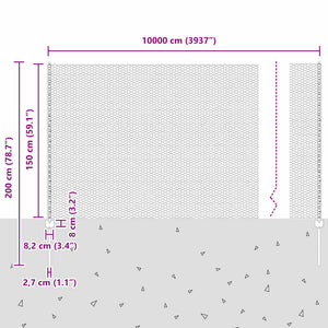 Εξαγωνική Φράχτη με Στύλο 100 x 1,5 μ Γαλβανισμένος Χάλυβας
