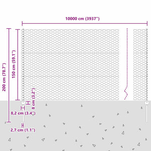 Εξαγωνική Φράχτη με Στύλο 100 x 1,5 μ Γαλβανισμένος Χάλυβας