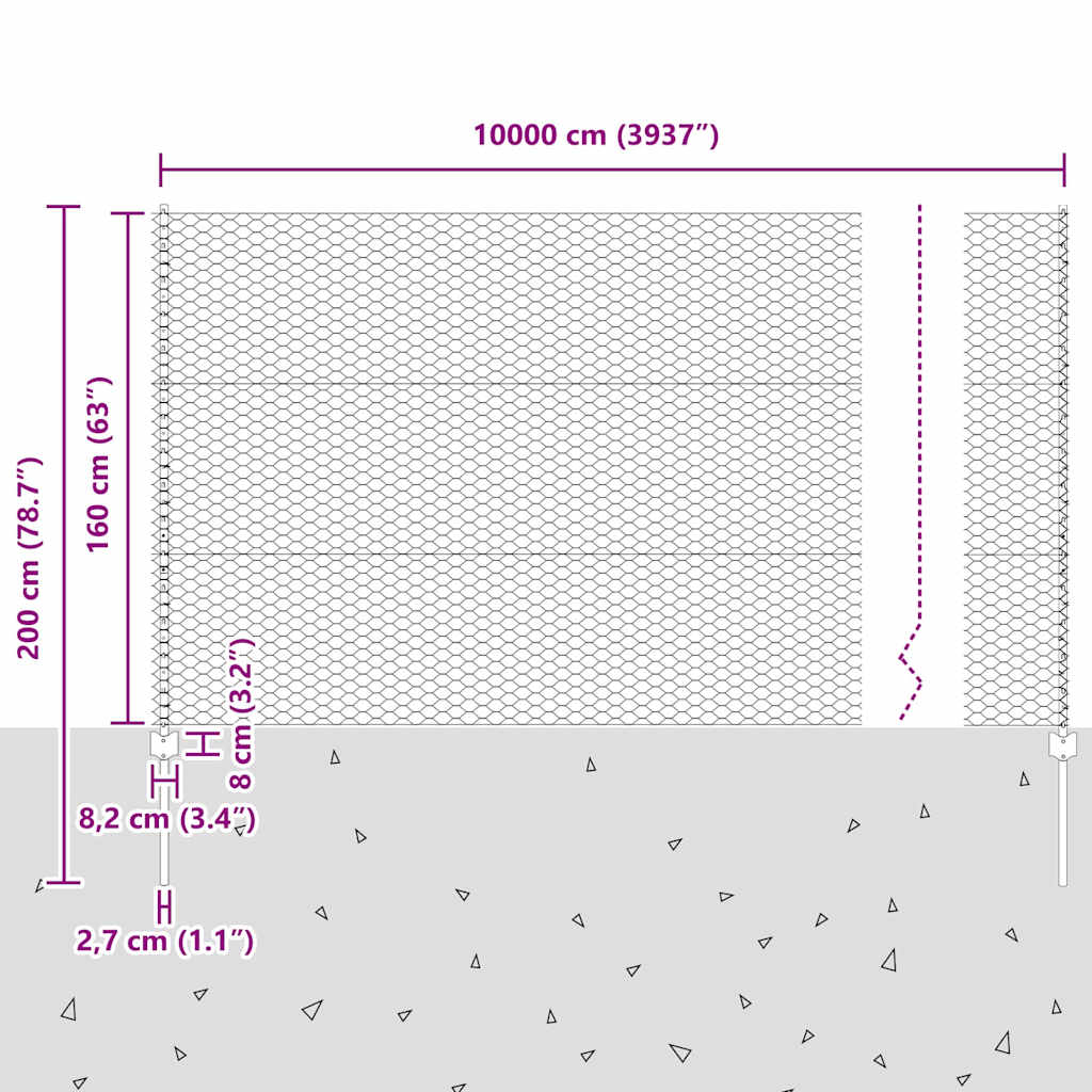 Τεντώτο με στήριγμα Ασημί 1,6 x 100 m Ατσάλι