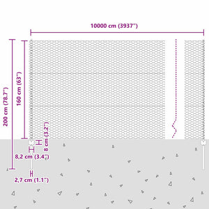 Εξαγωνική Φράχτη με Στύλο 100 x 1,6 μ Γαλβανισμένος Χάλυβας