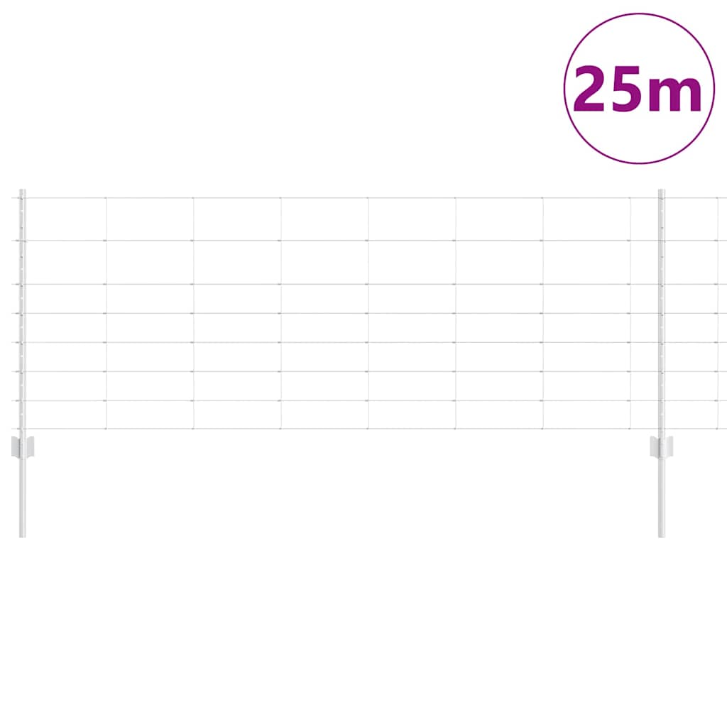 Εξωτερική άγρια περίφραξη με στήλες 25 x 0,8 m Ασημί Δίχτυ