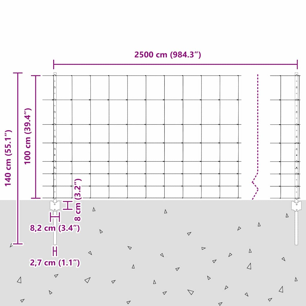 Τεντώτο με στήριγμα Ασημί 1 x 25 m Ατσάλι