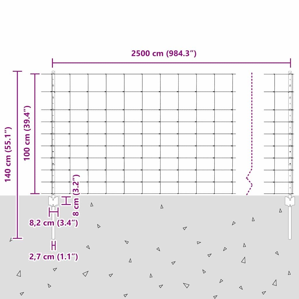 Τεντώτο με στήριγμα Ασημί 1 x 25 m Ατσάλι