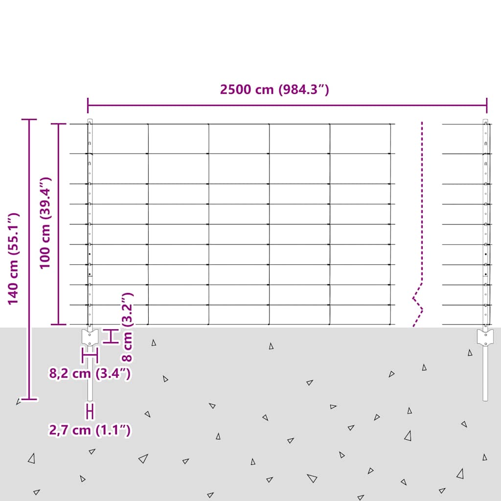 Τεντώτο με στήριγμα Ασημί 1 x 25 m Ατσάλι