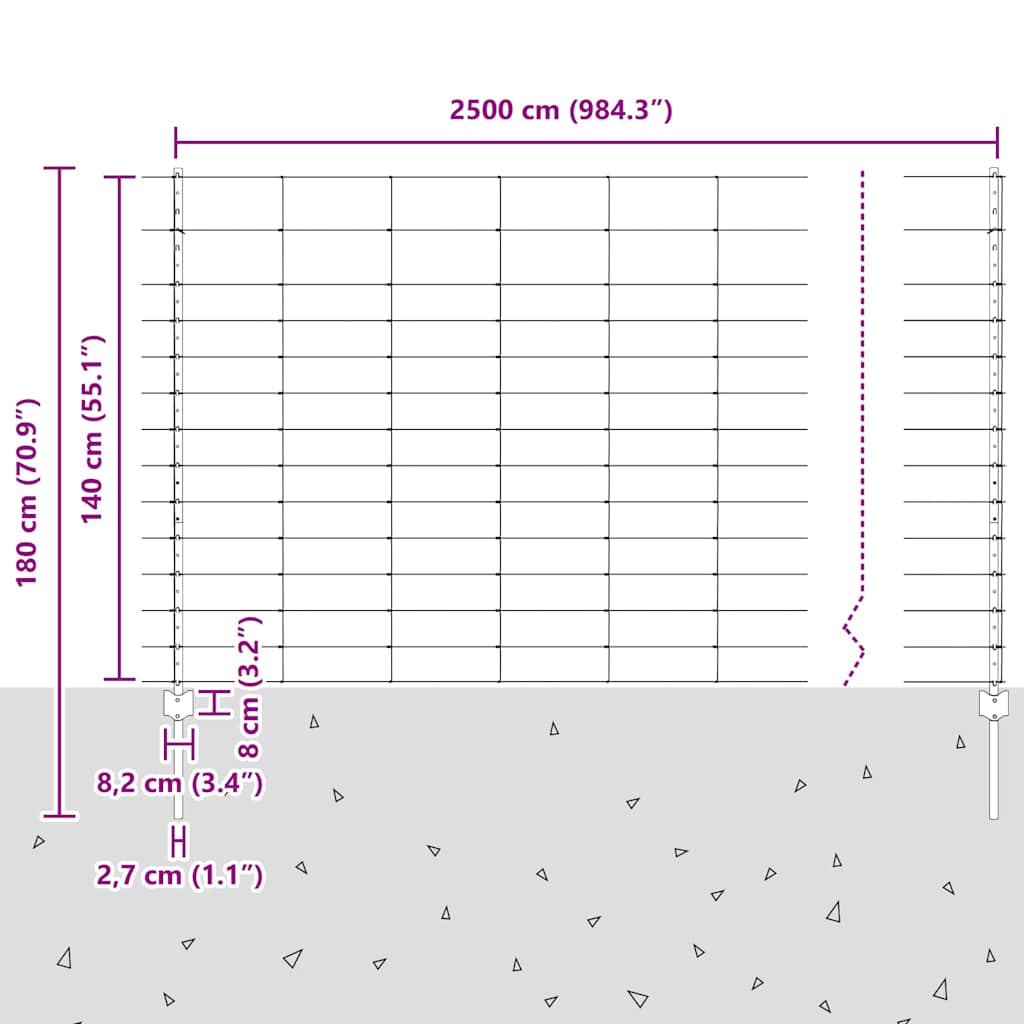 Τεντώτο με στήριγμα Ασημί 1,4 x 25 m Ατσάλι