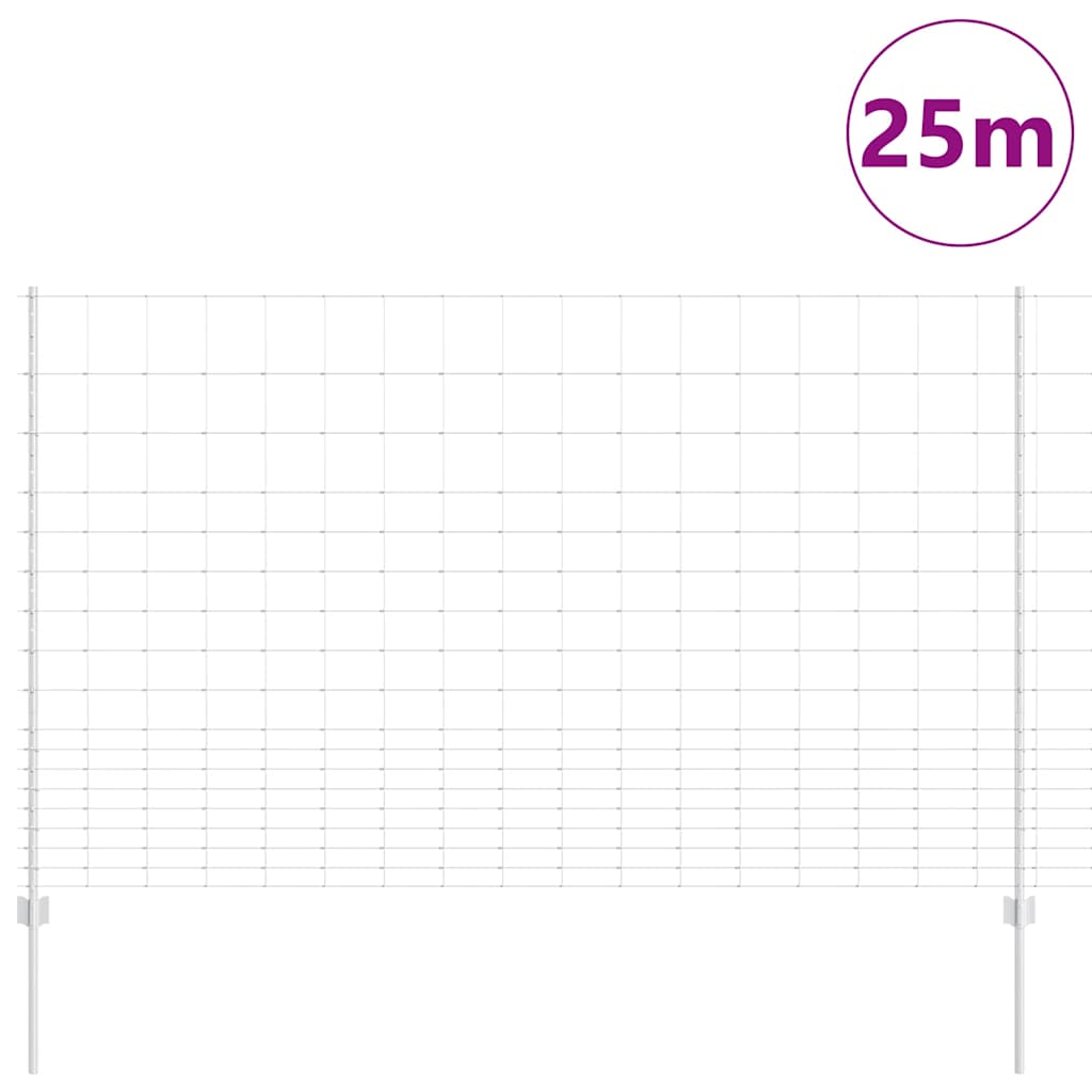 Εξωτερική άγρια περίφραξη με στήλες 25 x 1,5 m Ασημί Δίχτυ