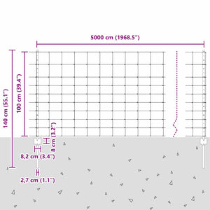 Εξωτερική άγρια περίφραξη με στήλες 50 x 1 m Ασημί Δίχτυ