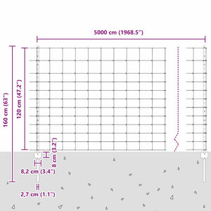 Εξωτερική άγρια περίφραξη με στήλες 50 x 1,2 m Ασημί Δίχτυ