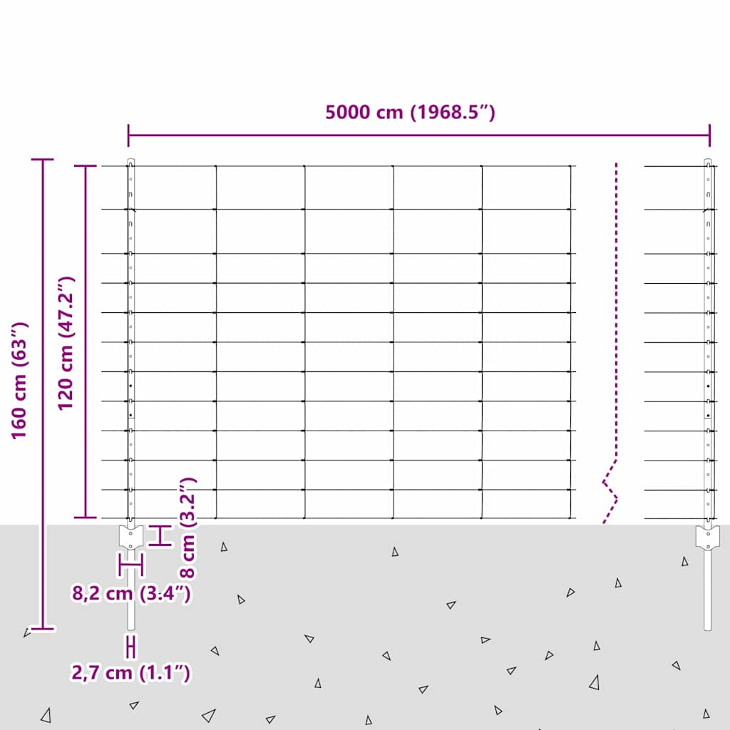 Τεντώτο με στήριγμα Ασημί 1,2 x 50 m Ατσάλι