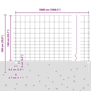 Εξωτερική άγρια περίφραξη με στήλες 50 x 1,4 μ Ασημί Δίχτυ