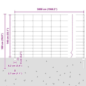 Εξωτερική άγρια περίφραξη με στήλες 50 x 1,4 μ Ασημί Δίχτυ