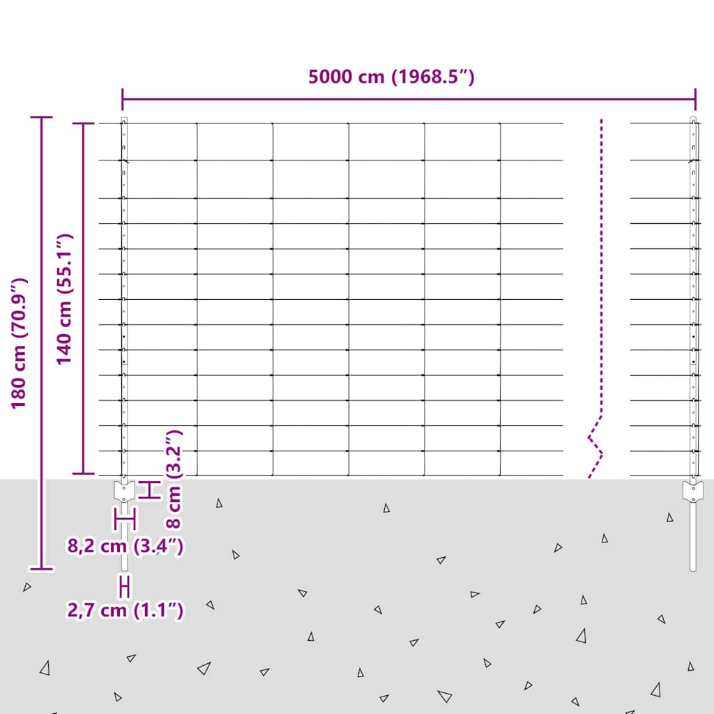 Τεντώτο με στήριγμα Ασημί 1,4 x 50 m Ατσάλι