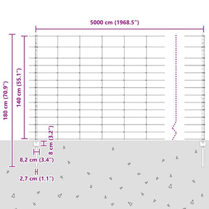Εξωτερική άγρια περίφραξη με στήλες 50 x 1,4 μ Ασημί Δίχτυ