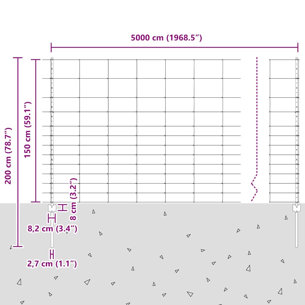 Τεντώτο με στήριγμα Ασημί 1,5 x 50 m Ατσάλι