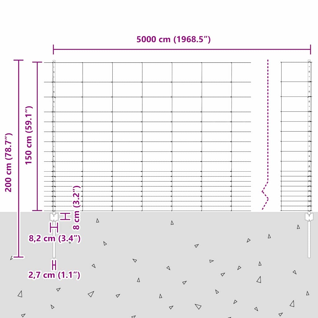 Τεντώτο με στήριγμα Ασημί 1,5 x 50 m Ατσάλι