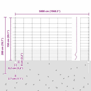 Εξωτερική άγρια περίφραξη με στήλες 50 x 1,5 m Ασημί Δίχτυ