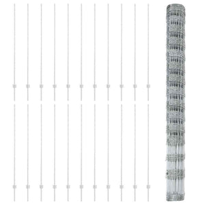 Εξωτερική άγρια περίφραξη με στήλες 50 x 1,6 m Ασημί Δίχτυ