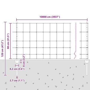 Εξωτερική άγρια περίφραξη με στήλες 100 x 0,8 μ Ασημί Δίχτυ