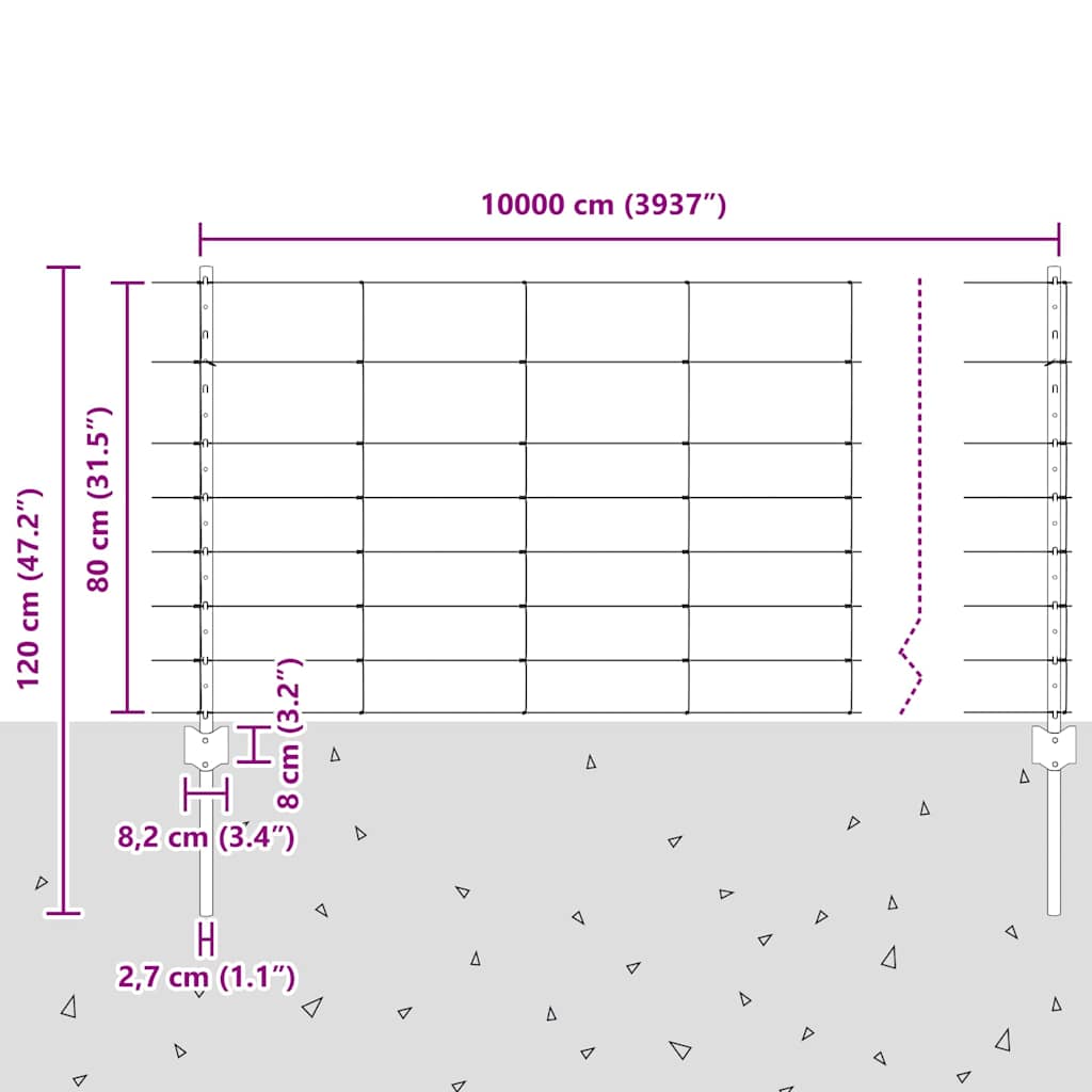 Τεντώτο με στήριγμα Ασημί 0,8 x 100 μ Ατσάλι