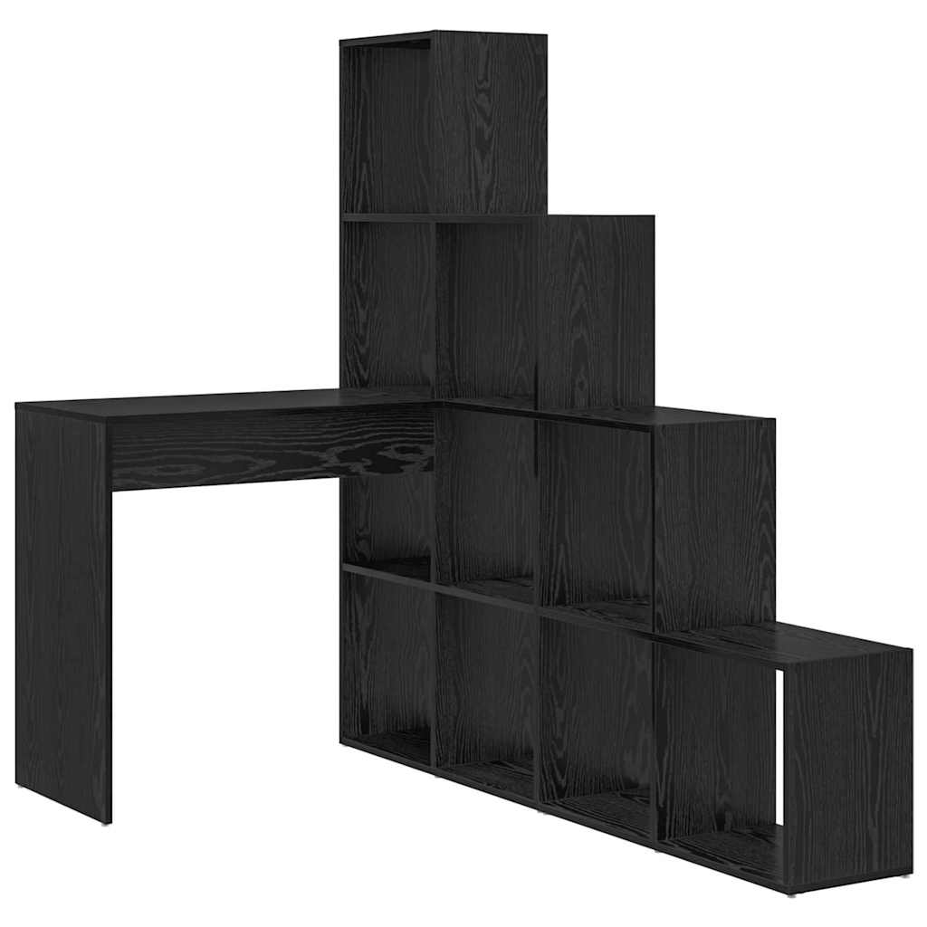 Γωνιακό γραφείο με ράφι Μαύρη Οξυά 101,5 x 149,5 x 149,5 εκ. - Pakobazaar