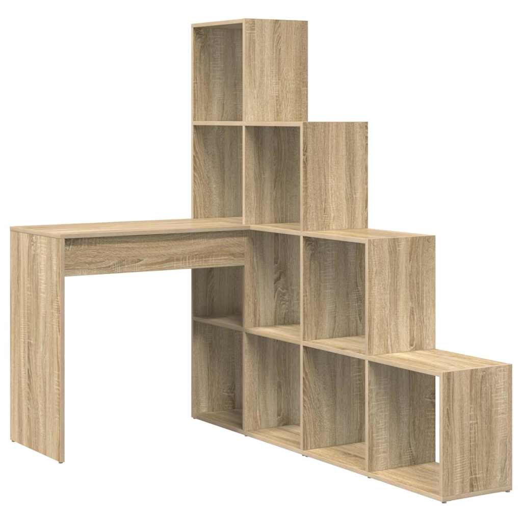 Γωνιακό γραφείο με ράφι Δρύς Sonoma 101,5 x 149,5 x 149,5 εκ. - Pakobazaar