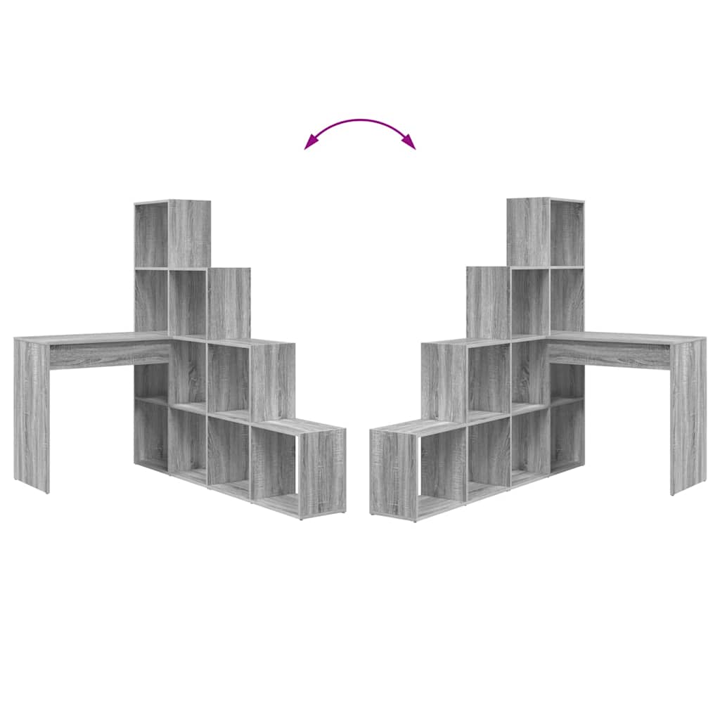 Γωνιακό γραφείο με ράφι Γκρίζο Σονομα 101,5 x 149,5 x 149,5 εκ.