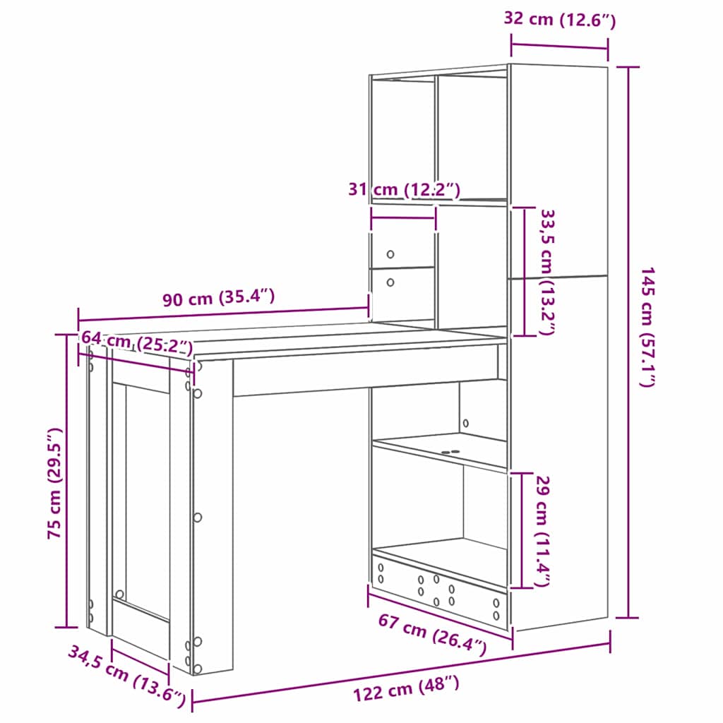 Γραφείο Artisan Oak 122 x 67 x 145 εκ. Επεξεργασμένο ξύλο
