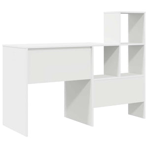 Γραφείο με ράφι Λευκό 131,5 x 50 x 106,5 εκ. Επεξεργασμένο ξύλο - Pakobazaar