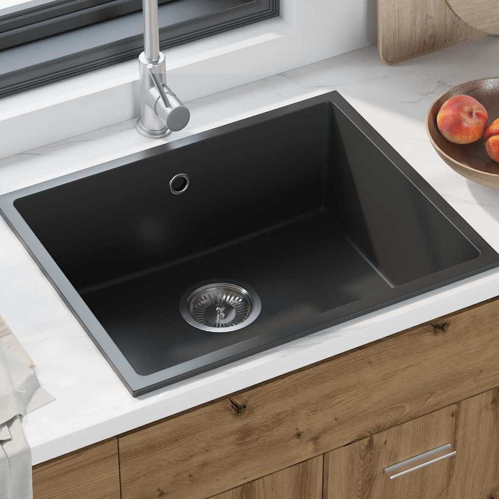 Σιντρινο κουζίνας Μαύρο 54 x 44 x 20 εκ. Γρανίτης - Pakobazaar
