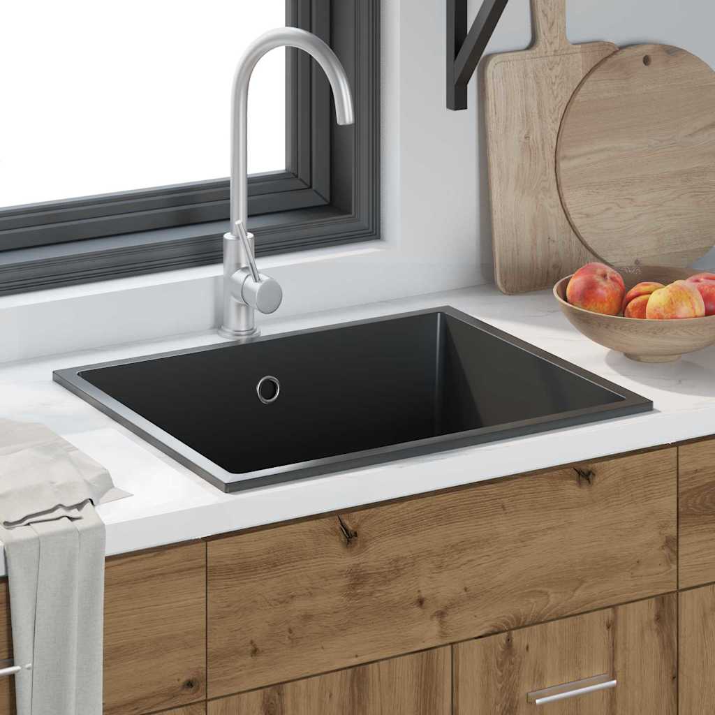 Σιντρινο κουζίνας Μαύρο 54 x 44 x 20 εκ. Γρανίτης - Pakobazaar