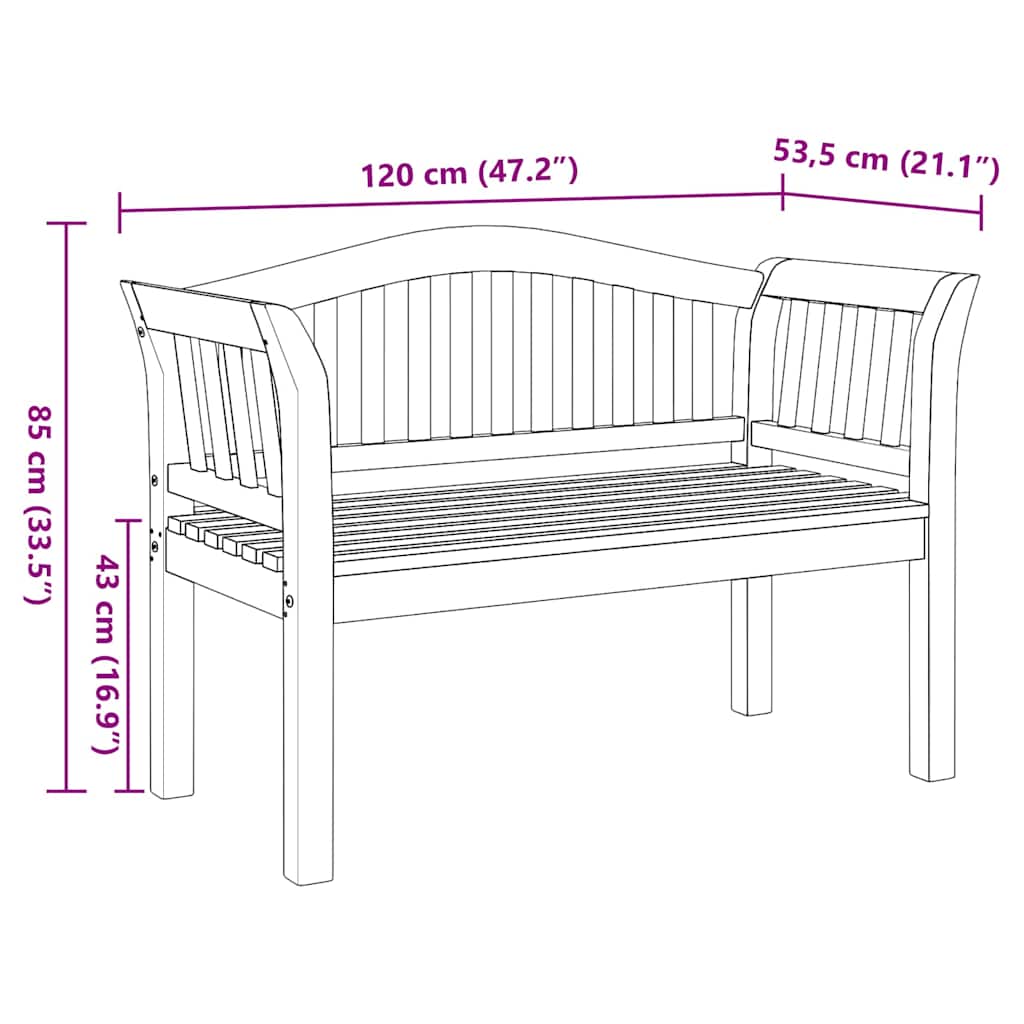 παγκάκι Καφέ 120 x 53,5 x 85 εκ Μασίφ ξύλο teak - Pakobazaar