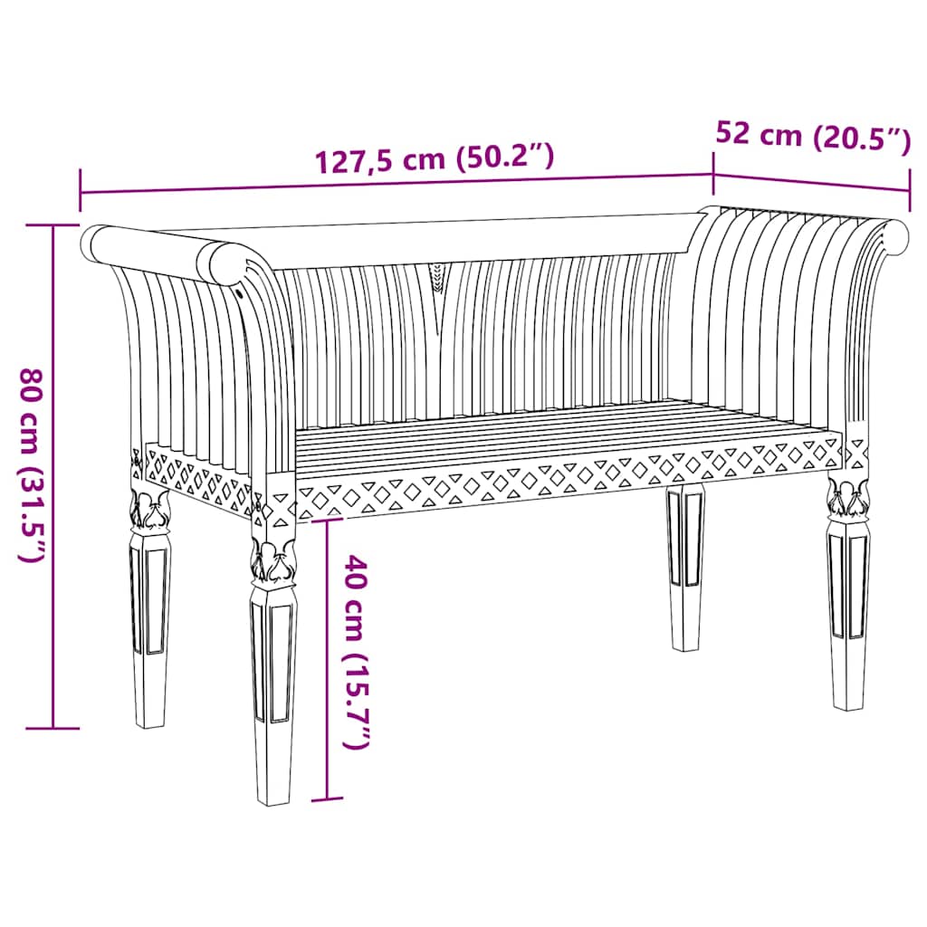 παγκάκι Καφέ 127,5 x 52 x 80 εκ Μασίφ ξύλο teak - Pakobazaar
