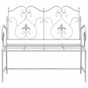 Παγκάκι κήπου 2 -Seater 104 x 54 x 93 εκ. Ατσάλι Αντίκες Λευκό