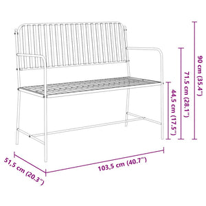Παγκάκι κήπου 2 -Seater 103,5 x 51,5 x 90 εκ. Ατσάλι Μαύρο