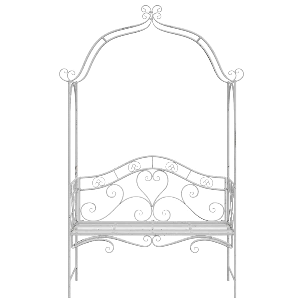 Παγκάκι κήπου Αντίκες Λευκό 121 x 48 x 200 εκ. Ατσάλι