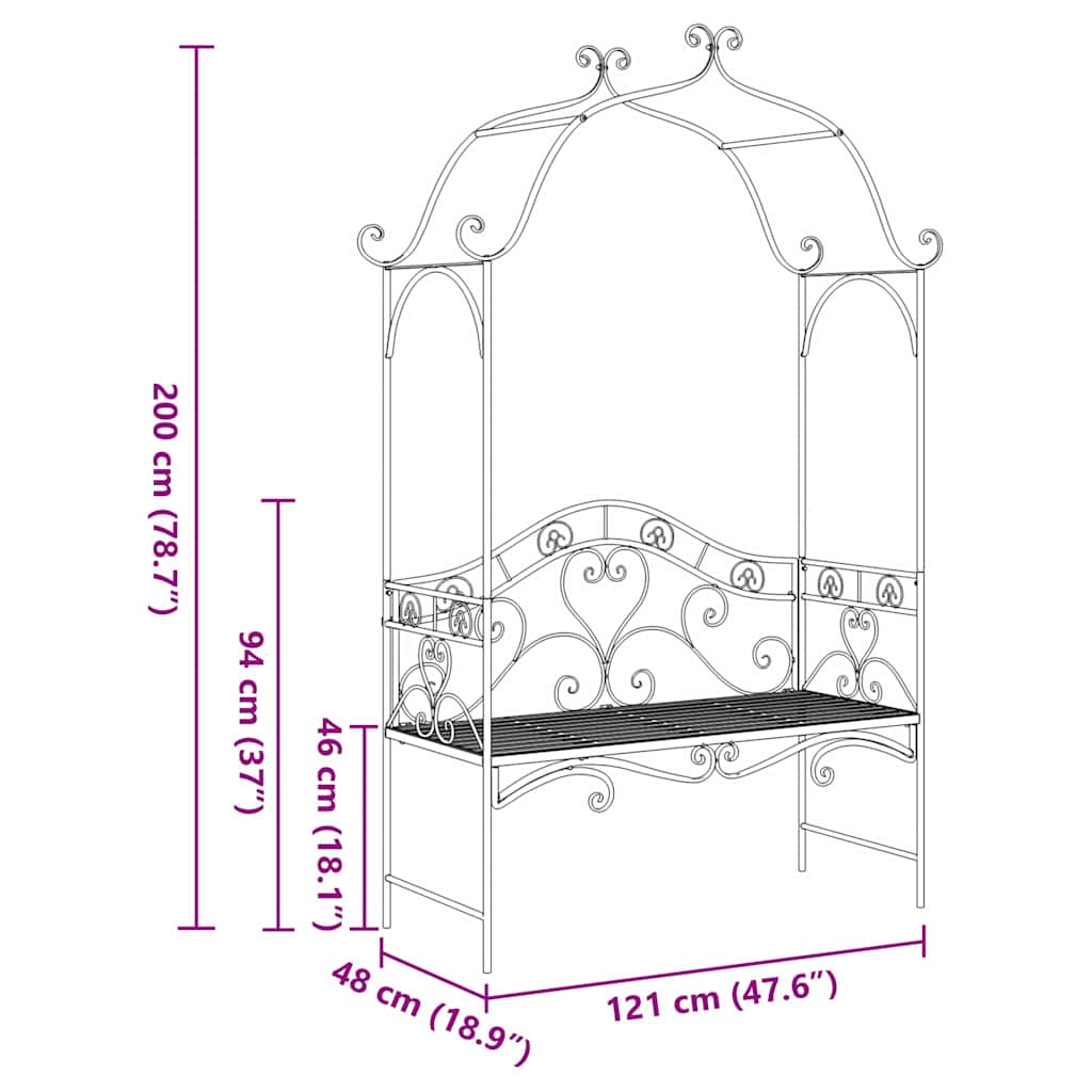 Παγκάκι κήπου Αντίκες Λευκό 121 x 48 x 200 εκ. Ατσάλι