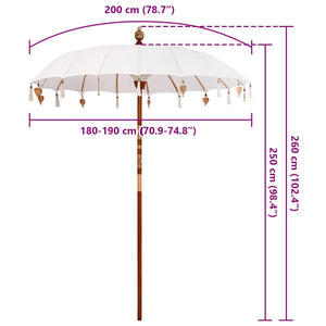 Μπαλινέζικη Ομπρέλα Κρεμ 190 x 190 x 260 εκ Βαμβάκι - Pakobazaar