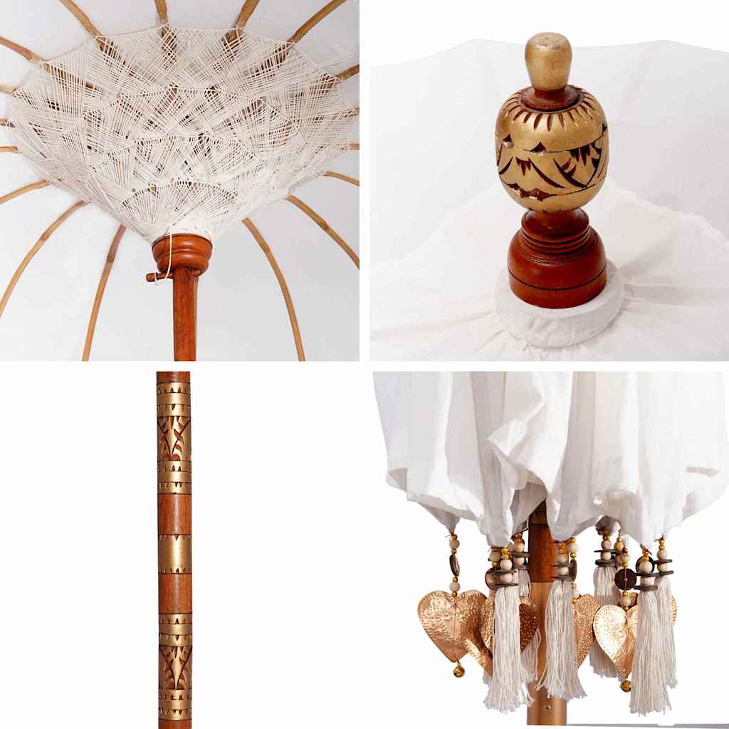 Μπαλινέζικη Ομπρέλα Κρεμ 220 x 220 x 260 εκ Βαμβάκι - Pakobazaar