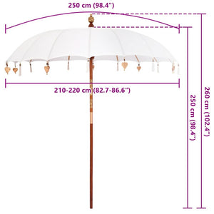 Μπαλινέζικη Ομπρέλα Κρεμ 220 x 220 x 260 εκ Βαμβάκι - Pakobazaar