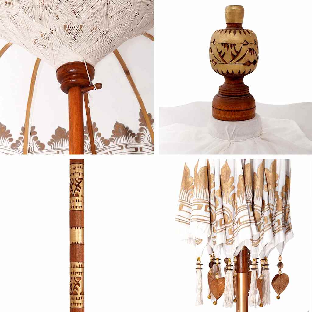 Μπαλινέζικη Ομπρέλα Κρεμ 215 x 215 x 260 εκ. Βαμβάκι