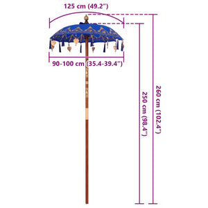 Μπαλινέζικη Ομπρέλα Μπλε 125 x 125 x 260 εκ Βαμβάκι - Pakobazaar